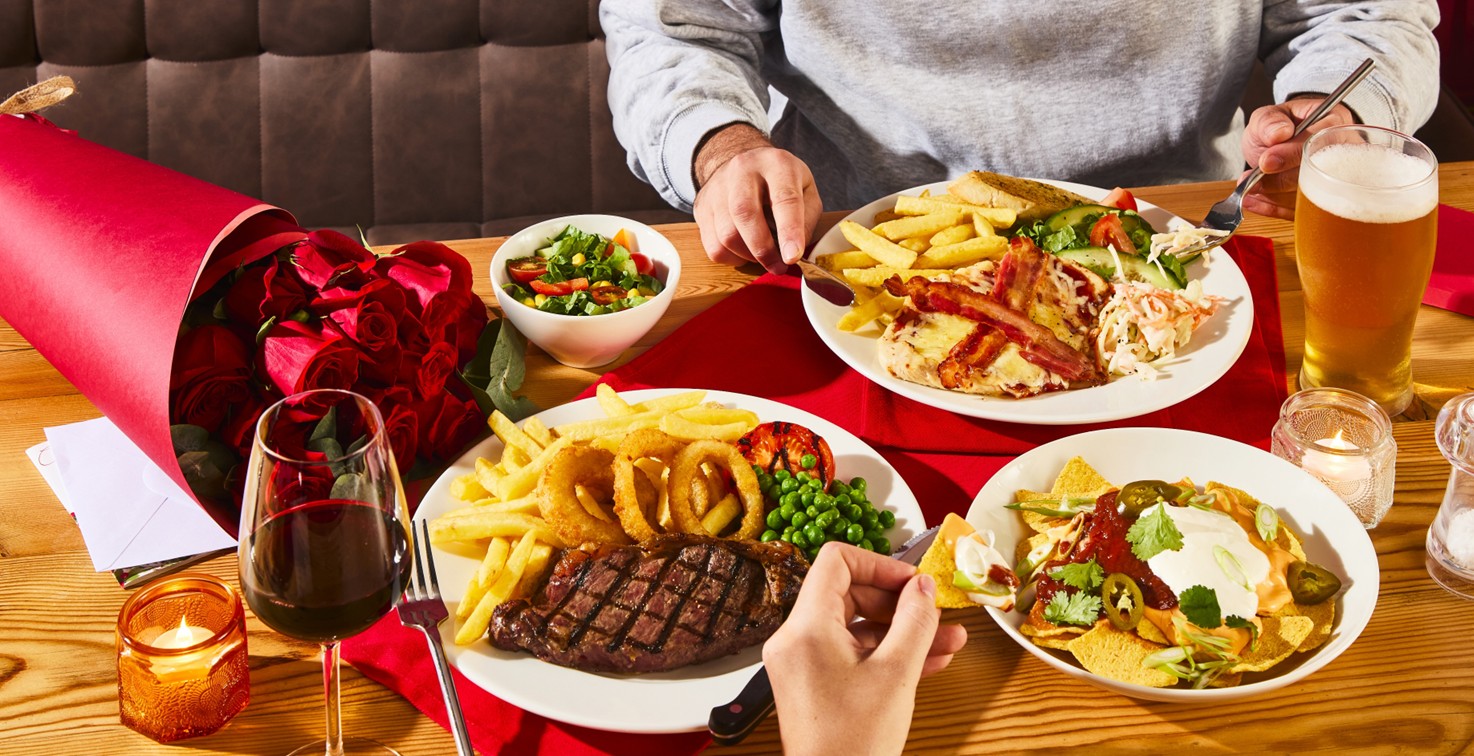 food at whitbread inns for a valentines day meal